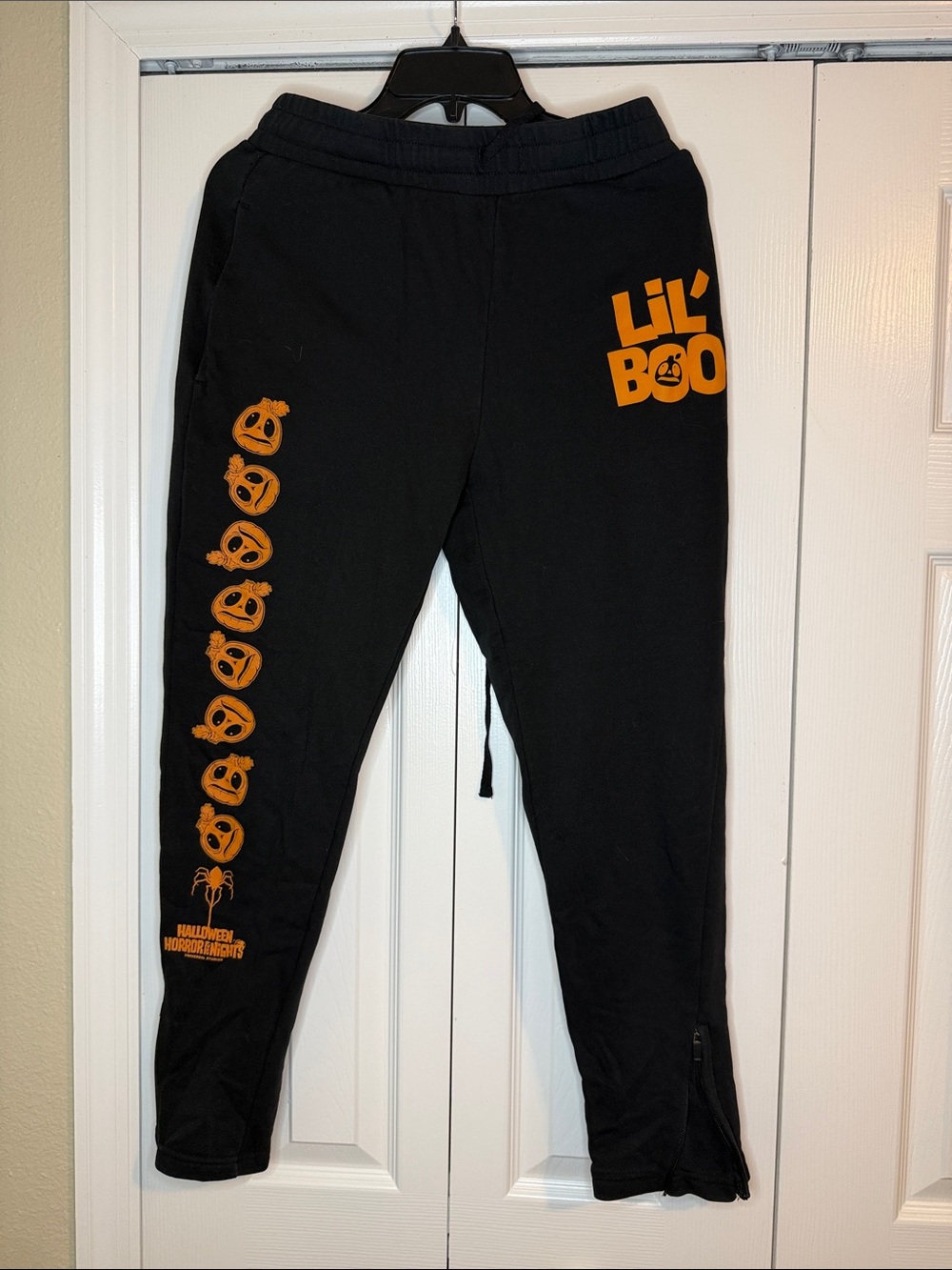 Lil' Boo Black Halloween Joggers with Orange Pumpkin Graphics